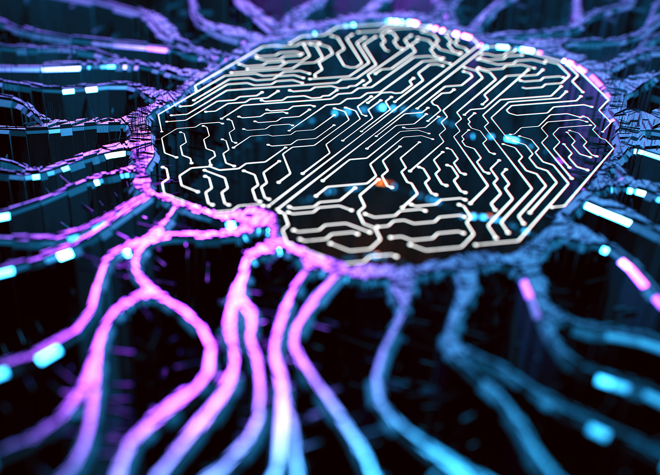 Digital image of brain as computer circuits